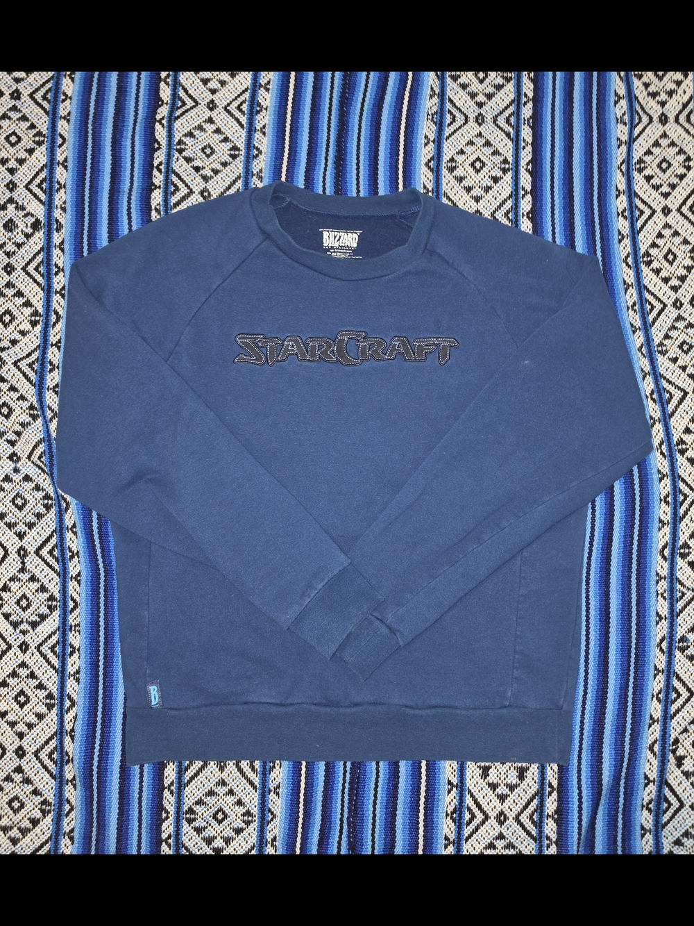 Blizzard StarCraft Embroidered Lightweight Crewneck Sweatshirt XL Navy Blue